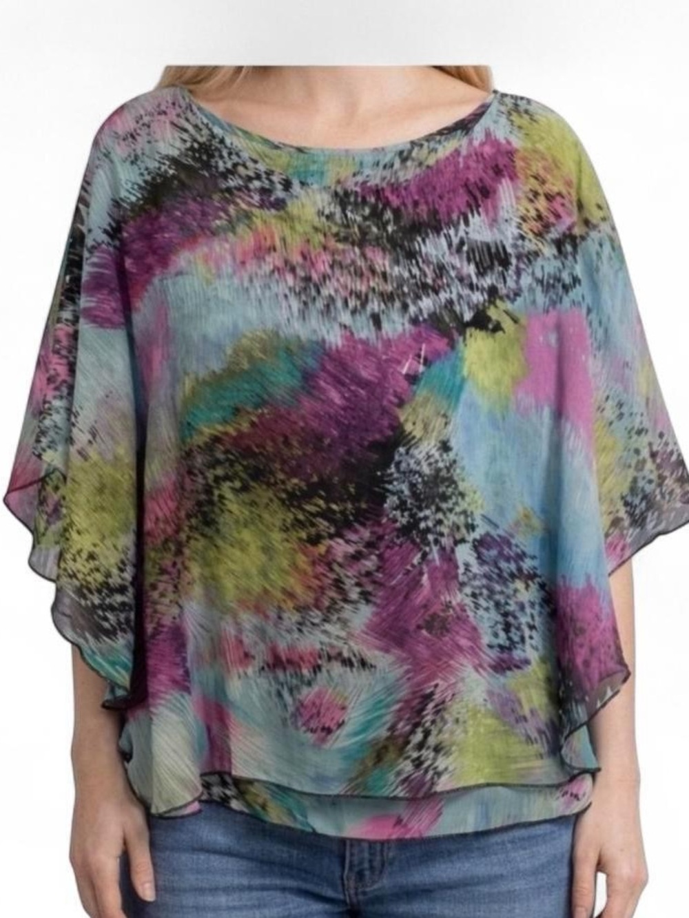 NWOT Allison Taylor Multicolor Abstract Blouse
